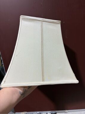 Vintage Cream Silk Bell Lampshade | Elegant Curved Cut Corner Shade
